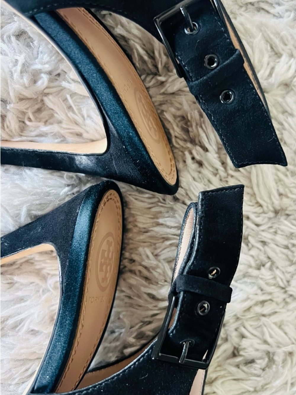 Tory Burch Black Suede and Satin Slingback Sandals - Picture 6 of 6